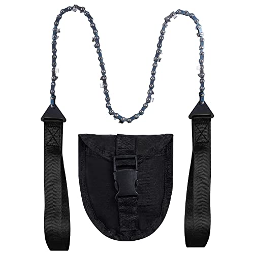 Sucrain Pocket Chainsaw with Paracord Handle, Folding Chain Hand Saw, Emergency Outdoor Survival Gear for Camping, Hunting, Hiking, Cutting Wood & Tree (Black, 11 Teeth, 24'' Long) - style: Black, 11 Teeth, 24'' Long