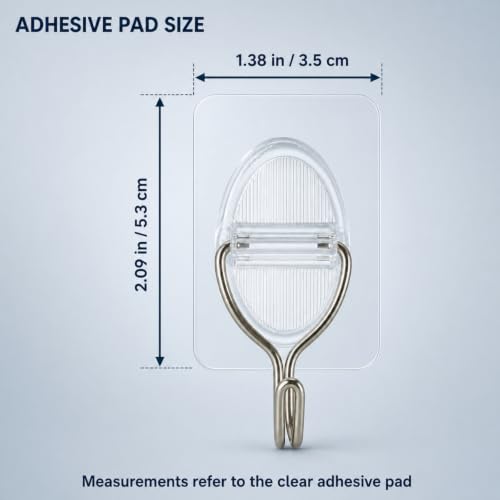 Clear Adhesive Wall Hooks, Removable Stick On Hooks, 10 Pack - size: 3.5 cm