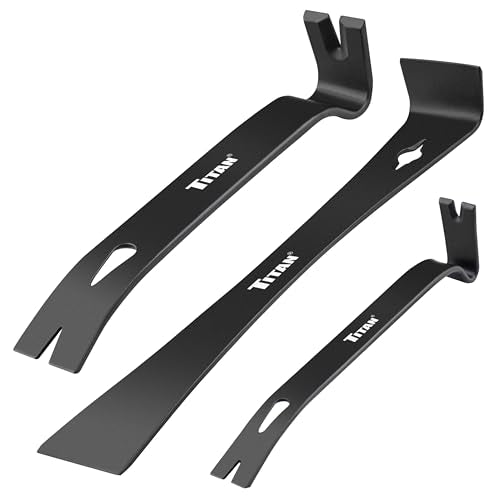 Titan 17121 3-Piece Flat Pry Bar set, 5.5", 7.5" & 9.5"Utility Claw Bars with Nail Puller, Forged Steel Wonder Bar - size: 3 Piece Utility Set