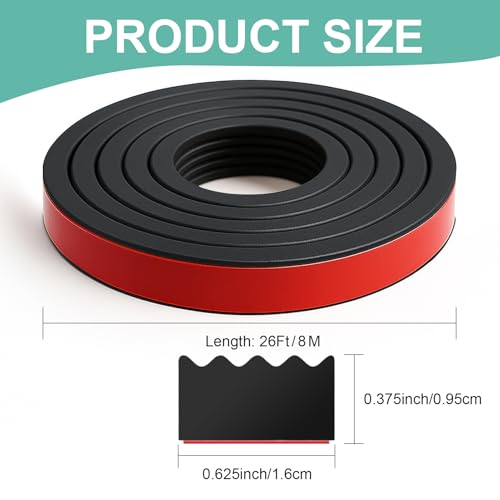 Weather Stripping Seal Strip: 26FT EPDM Foam Rubber with Strong Adhesive for Door, Garage, RV, Truck, Auto, Window, Noise Insulation - size: 26FT
