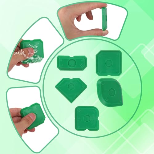 Tinoaly 10pcs Silicone Caulking Tool Kit, Caulk Remover Tool Portable Sealant Scraper Reusable Grout Scraper for Kitchen Bathroom Floor (Green) - color: Green