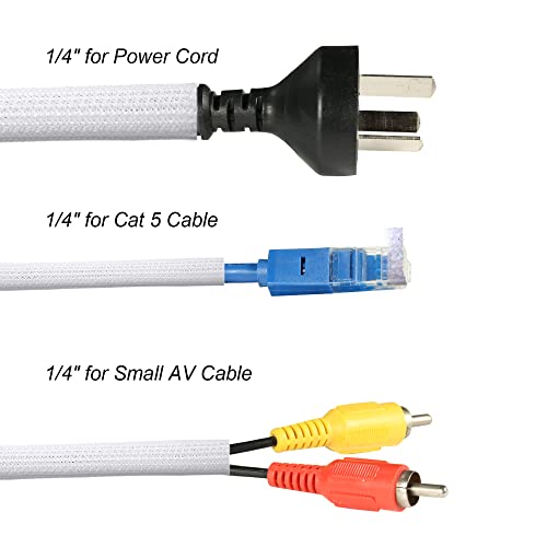 Cable Management Sleeve, Split Design, 10FT - 1/4 Inch, White - color: White, size: 1/4"-10ft