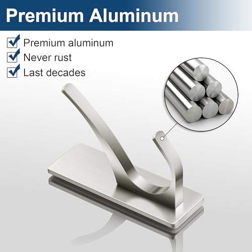 10 Pack Self Adhesive Towel Hooks: Extra Strong 13LB, Stainless Hook for Hanging Loofah, Towels, Coat, Bath Robe Bathroom Shower, Brushed Nickel - color: Brushed Nickel, size: 10 Pack