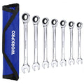 WORKPRO 7-Piece Ratcheting Combination Wrench Set, Metric 8-17mm - size: Metric