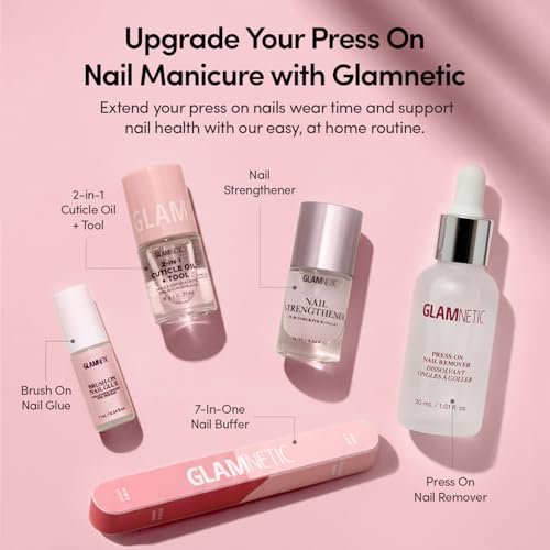Glamnetic Press On Nails - Short Oval, Velvet Fake Nails 30 Pc Full Kit - color: 2N - Angelic Touch