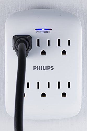 Philips 6-Outlet Extender Surge Protector, 2 Pack, Wall Tap, 900 Joules - size: 2 Pack