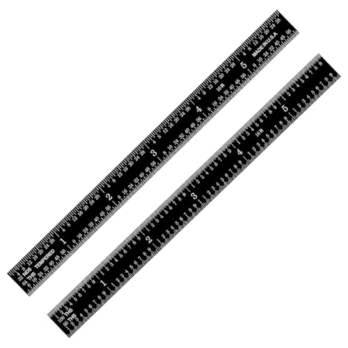 PEC Tools 6 inch Flexible Metal Ruler, Easy to Read Stainless Steel Ruler, High Contrast, 16R Graduation (1/32", 1/64", 1/50", 1/100"), Machinist Ruler with Black Chrome Finish, Made in USA - color: Black Chrome-Flexible, size: 6"