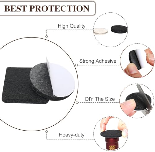Yelanon Felt Furniture Pads for Hardwood Floors -24 Pcs 2.5" Premium Felt Pads for Chair Legs, Floor Protectors for Furniture Black - size: 24 pcs Black Square