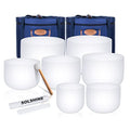 SOLSHINE 6-12 Inch Crystal Singing Bowl Set of 7 For Sound Healing With 2pcs Free Heave Duty Carring Case Crystal Mallet And O-ring Sound Repairer - color: 7Pcs White, size: 6-12 inches