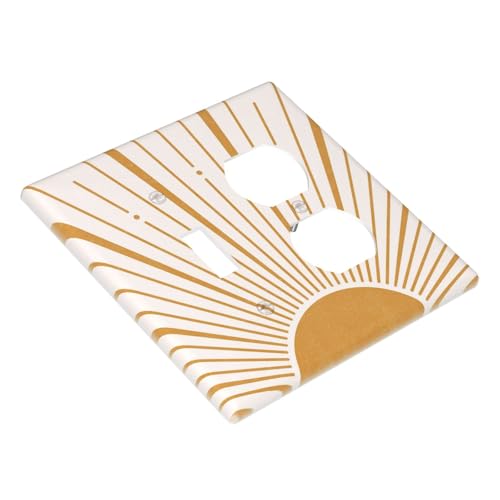 Boho Gold Sun Mid Century Sunrise Simple Wallplates 1 Toggle 1 Duplex Switch Plate Electrical GFCI Faceplate Decorative Light Switch Covers for Bedroom Living Room Decor - color: Boho Gold Sun Mid Century Sunrise Simple, size: 1 Toggle 1 Duplex / 4.6 X 4.