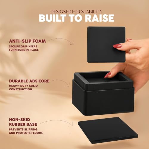 Utopia Bedding Adjustable Bed Risers 3 Inch, Black, 8-Pack - color: Black, size: 3 Inch (Pack of 8)