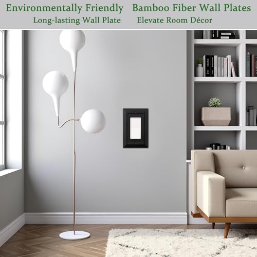 Classic Architecture Wall Plates,Light Switch covers, Electrical Outlet Covers, Duplex receptacle wall plates,Mid Size Bamboo Fiber Material Switch plates Matte Black (1 Gang Decorator 4PK) - style: 1 Gang Decorator 4PK