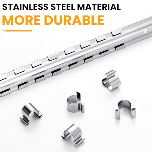 Tandefio 15 Pcs Metal Socket Rails Set Socket Organizer Holder 16 Clip on Rail Tool Organizer Storage, 1/4-inch, 3/8-inch, 1/2-inch