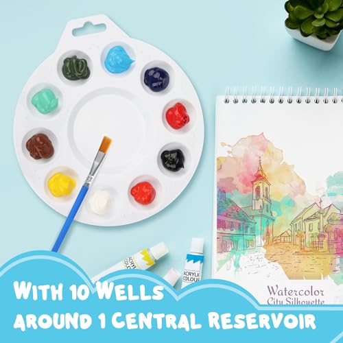 Halobios Paint Tray Palettes, Plastic Paint Pallets with Hanging Hole for Children or Students to Paints on School Project, Art Class or Have a Birthday Painting Party -12pcs - size: 12PCS