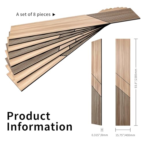8-Pack Teak Wood Grain 3D Wall Panels with Adhesive, Peel and Stick PVC Wall Tiles for Accent Wall, Covers 82.15 Sq Ft for Luxury Living Room & Bedroom Decor - size: 16" × 94"