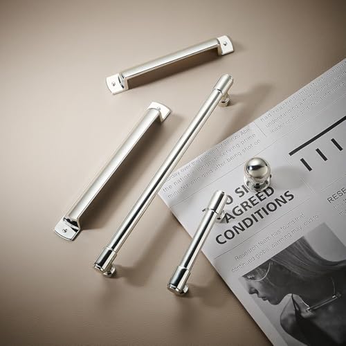 khtumeware 10 Pack 3-3/4" Drawer Pulls Polished Nickel Cabinet Cup Pulls Kitchen Hardware Cabinet Handles Drawer Handles Knobs 3-3/4 inch Hole Center - color: Polished Nickel, size: Cup Pulls 3-3/4" Hole Center