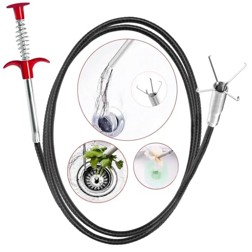 Drain Snake,61 inch Flexible Grabber Claw Pick Up Reacher Tool,Drain Clog Remover - Gutter Cleaning Tools for Home Sink, Bathroom Tub,Drain, Toilet, Tight Spaces - style: 61"
