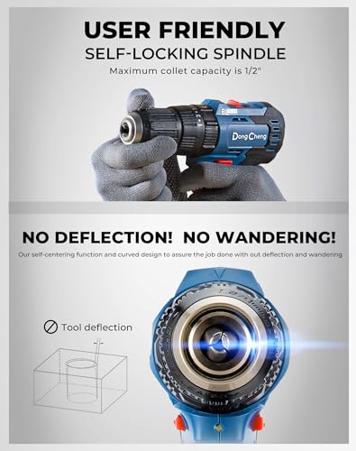 Dong Cheng 20V Brushless Heavy-duty Impact Drill, 443 in-lbs, 27000 IPM, 1/2" Keyless Metal Chuck, 20+1+1 Clutch, Cordless Hammer Drill with 2 Battery Kit for Drilling Brick Wall, Metal, Wood - style: 443in-lbs Impact Drill