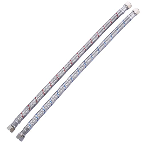 ALEASHA Faucet Supply Lines,16 Inch Bathroom Kitchen Faucet Connector 3/8" to 3/8" Female Compression Thread Stainless Steel Braided Faucet Hose Extension Water Supply Line,2Pcs - size: 16 Inch