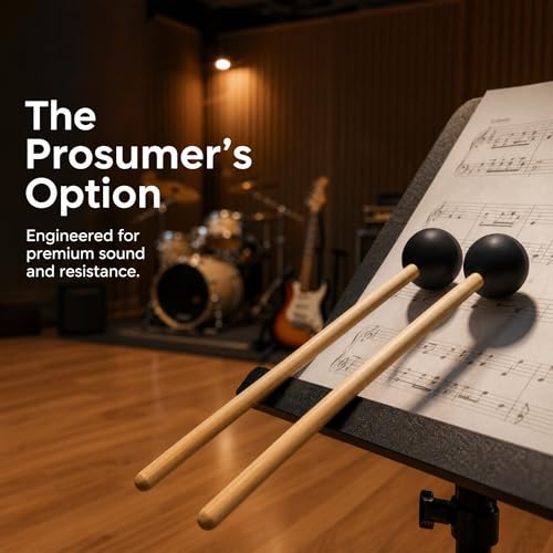 Miwayer Rubber Mallet 8/12.5/15in Drumsticks for Percussion Such as Tongue Drum, Xylophone, Glockenspiel, Handpan (8in) - color: 8in