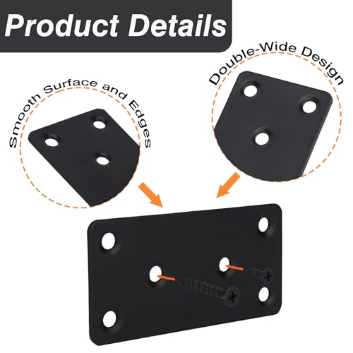 Mending Plate, Metal Steel Flat Straight Brace Bracket, Black Double-Wide Joining Plate for Wood Furniture Fastening & Fixing with 2 Sets of Screws of Different Lengths(50x100mm, 4 Pack) - style: 1.9"×3.9"/50*100mm