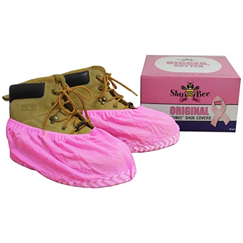 ShuBee Original Disposable, Extra-Large Boot and Shoe Covers, Thicker & Stronger, Durable Protection for Floors - 50 Pairs - color: Pink