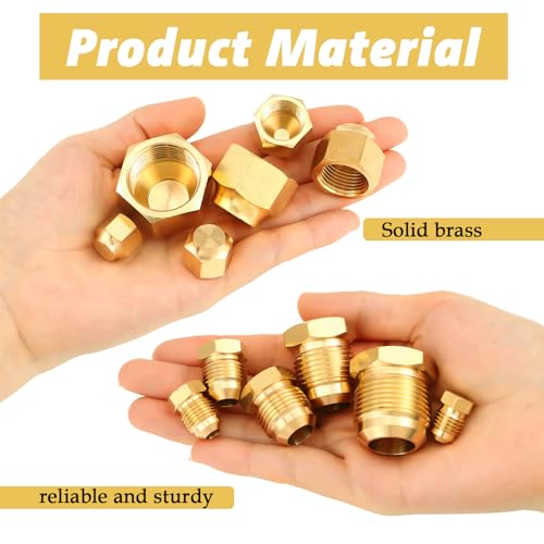 MorningRo 6 Pcs Flare Plug SAE 45 Degree+ 6 Pcs Brass Cap Assortment Kits