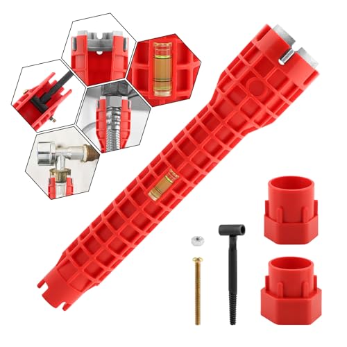 Saycker 8 in 1 Kitchen Faucet Sink Basin Wrench, Pipe Wrench Plumbing Tool - color: Red,8 In1