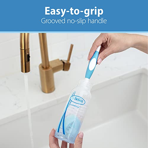 Dr. Brown's Baby Bottle Cleaning Brush with Sponge and Scrubber - Blue - 3pk and Universal Baby Bottle and Accessory Drying Rack - color: Blue Bottle Brush & Drying Rack, size: 3-Pack