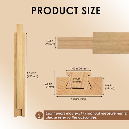 Wood Drawer Slides 18 Inches Bottom Mount Replacement, Solid Wooden Drawer Runners Center Guide Track Rail for Dresser Cabinet Drawer Repair, Cuttable for Old Drawers (1, L002(17.72"))