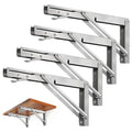 Storystore Folding Shelf Brackets - 12Inch Heavy Duty Stainless Steel Collapsible Shelf Bracket for Bench Table, Space Saving DIY Bracket, Max Load: 550lb - size: 12 Inch 4PCS