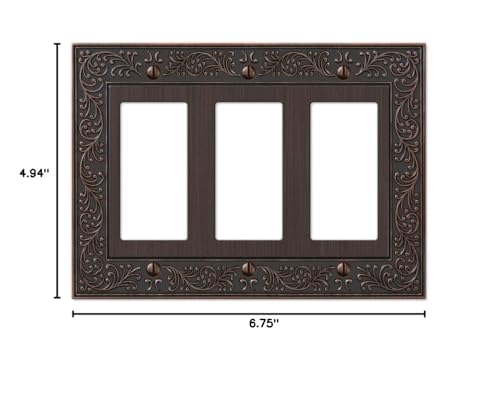 Amerelle 43RRRVB English Garden Wallplate, 3 Rocker, Cast Metal, Aged Bronze, 1-Pack - color: Aged Bronze, size: 3 Rocker