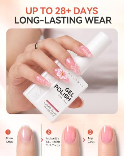 Makartt Jelly Nude Pink Gel Nail Polish Set 15ML: 6 Sheer Jelly Colors - color: Everyday Pink Glow