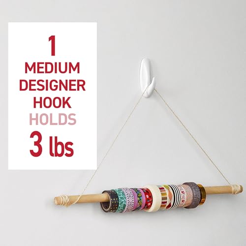 Command Medium Designer Hooks, 9 Hooks, 12 Strips - color: White