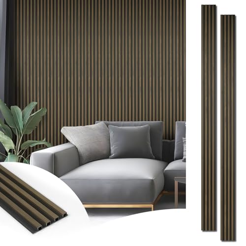Art3d 96 x 6 Inch 3D Fluted Wood Textured Slat Wall Panel, 8-Pack, Ebony - color: Ebony, size: 96*6