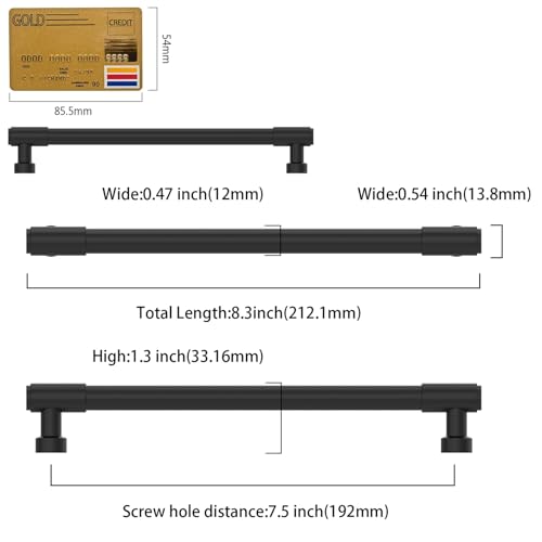 Amerdeco 10 Pack Matte Black Cabinet Pulls 7.5 Inch(192mm) Hole Center Drawer Pulls Cabinet Hardware Kitchen Cabinet Handles for Bathroom ZH0075 - color: Matte Black, size: 7.5"/192MM Hole Center