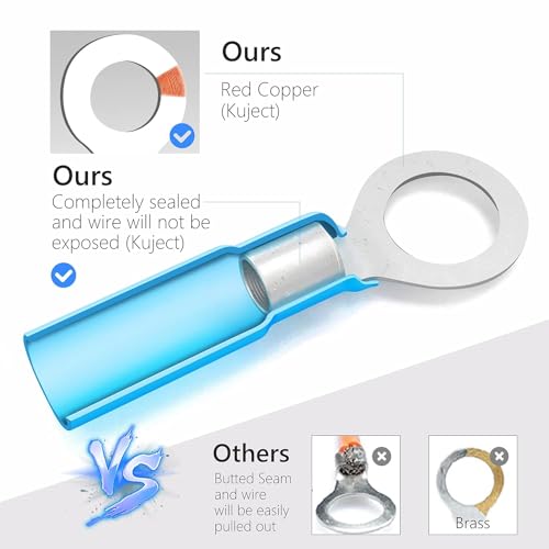 Kuject 540PCS Heat Shrink Wire Connectors Kit, Electrical Waterproof Crimp Butt Terminals, Insulated Spade Connectors for Automotive Marine Boat Truck, Include Rings Forks Spade Butt Splices
