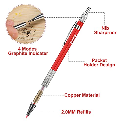 Enhon 4 Pack Carpenter Pencil Set with Sharpener, Green/Red/Black/Yellow - color: Green, Red, Black, Yellow