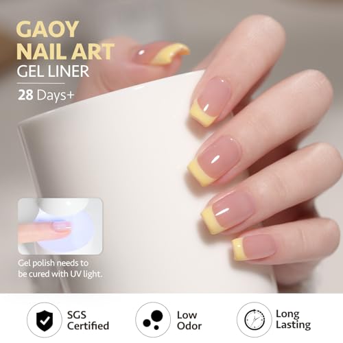 GAOY Yellow Swirl Gel Nail Polish Art Liner, 12ml Pastel Butter Color - color: Lemon Yellow