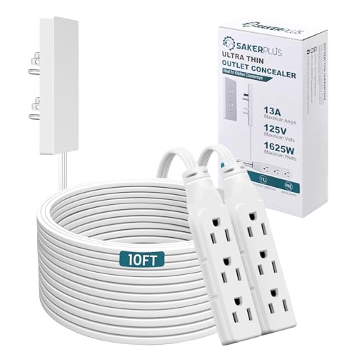 SakerPlus Outlet Concealer Power Strip, Baby Proof Outlet Covers - style: dual 10ft (AC ports)