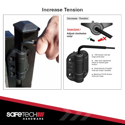 Safetech Hardware TopKlik Self Closing Gate Hinges | Self-Aligning Heavy Duty Spring Hinge | Adjustable Tension | Pool Safety Hinges | Any Square Post, Aluminum Gates | Swing Close 90lb SHG-90L White - color: White, size: TOPKLIK