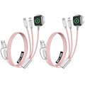 2Pack Travel Essentials,Multi Charging Cable for Apple Watch Charger Pink - color: Pink, size: 2pack-4ft