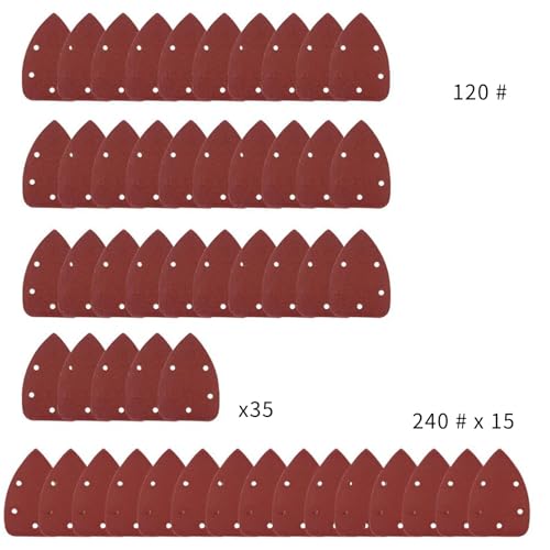 Coceca 50pcs Mouse Detail Sander Sandpaper Sanding Sheets 35pcs 120Grits & 15pcs 240Grits for Sanding Polishing - style: 50pcs: 35pcs 120grit+15pcs 240grit