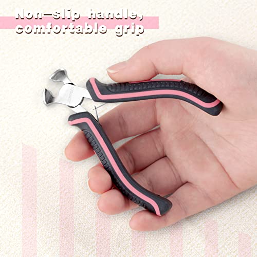 Mini End Cutting Pliers 4 Inches Flush Cut Pliers for Jewelry Making Nail Puller Tool for Carpenter Mini End Nippers for Zipper Install Stops Repair, Pink Tool for Women - style: End Cutting Pliers