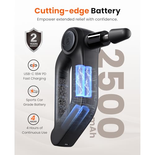 BOB AND BRAD D5 Pro Plus Handheld Massage Gun with Heat, FSA-HSA Eligible Deep Tissue Percussion Massage Gun, Powerful Muscle Massager for Athletes Fitness Workout & Daily Recovery, Birthday Gift - color: Pure Black