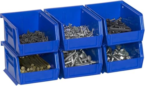 Akro-Mils 30210 AkroBins Plastic Storage Bins, 5"x4"x3", Blue, 6-Pack - color: Blue, size: 6 Pack