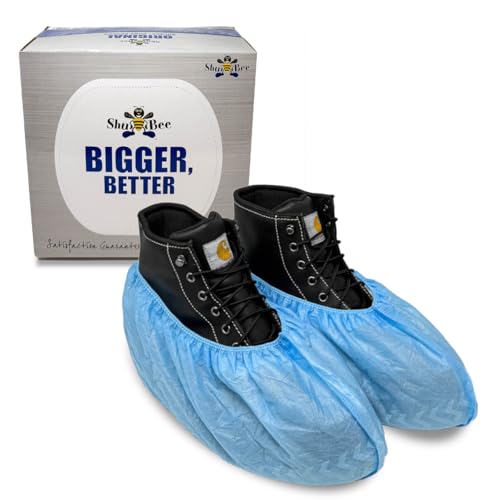 ShuBee Original Disposable, Extra-Large Boot and Shoe Covers, Thicker & Stronger, Durable Protection for Floors - 50 Pairs - color: Light Blue