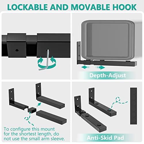 WALI Center Channel Speaker Wall Mount, Universal Soundbar Wall Mount Bracket Hold up to 30 lbs, Arms Extend Adjustment from 7 to 11.5 inch (SLK201), Black - size: 7 to 11.5 inch