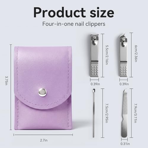 20PC Nail Care Kit,Professional Manicure Set，Nail Clippers Bulk - color: Purple