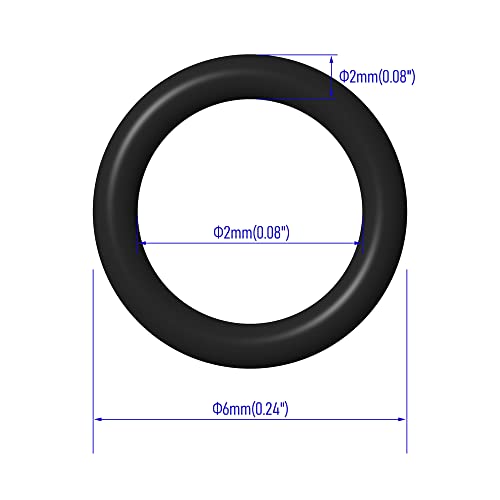 50 PCS Nitrile Rubber O Ring 6mm OD 2mm ID 2mm Width, Metric Buna-N NBR Sealing Gasket Plumbing, Gas, Automotive and Faucet Repair, Resist Oil and Heat O-Rings, Black - size: 6x2x2mm